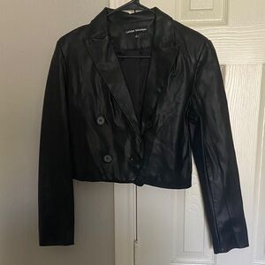 Catherine Malandrino Women's Black Cropped Pleather Jacket